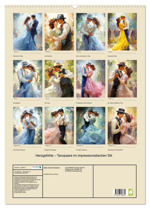 Herzgefühle – Tanzpaare im impressionistischen Stil (CALVENDO Wandkalender 2026)