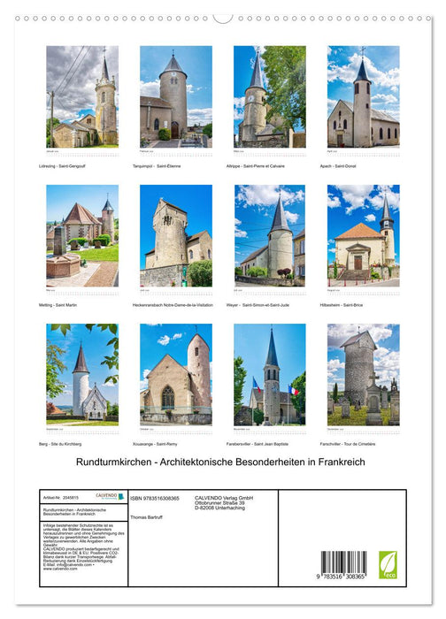 Rundturmkirchen - Architektonische Besonderheiten in Frankreich (CALVENDO Premium Wandkalender 2026)