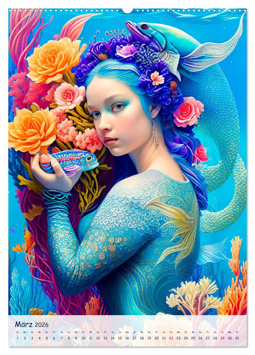 Meerjungfrauen. Bezaubernde Nixen im Meer (CALVENDO Wandkalender 2026)