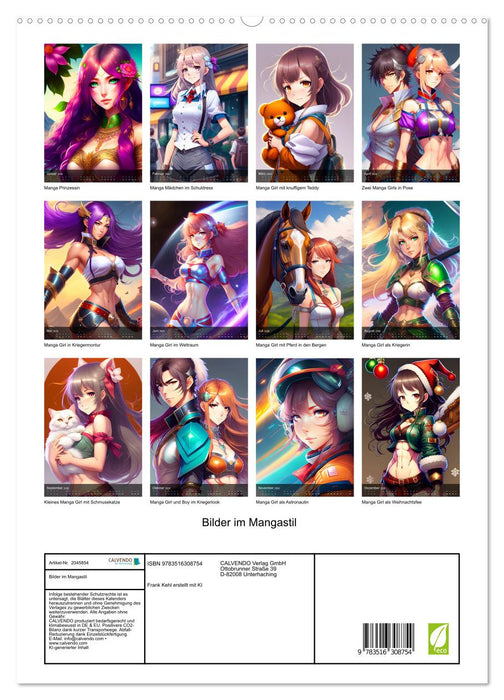 Bilder im Mangastil (CALVENDO Premium Wandkalender 2026)