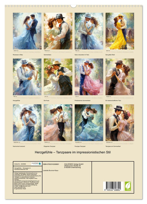 Herzgefühle – Tanzpaare im impressionistischen Stil (CALVENDO Premium Wandkalender 2026)
