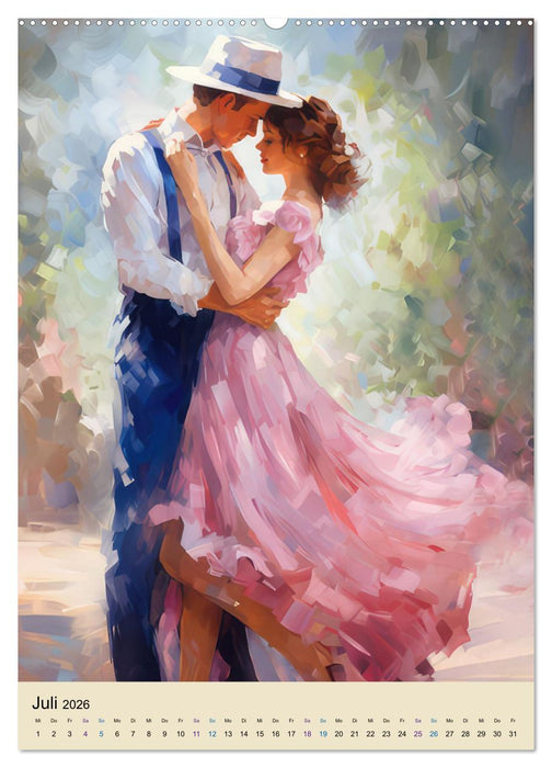 Herzgefühle – Tanzpaare im impressionistischen Stil (CALVENDO Premium Wandkalender 2026)