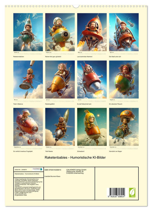 Raketenbabies - Humoristische KI-Bilder (CALVENDO Premium Wandkalender 2026)