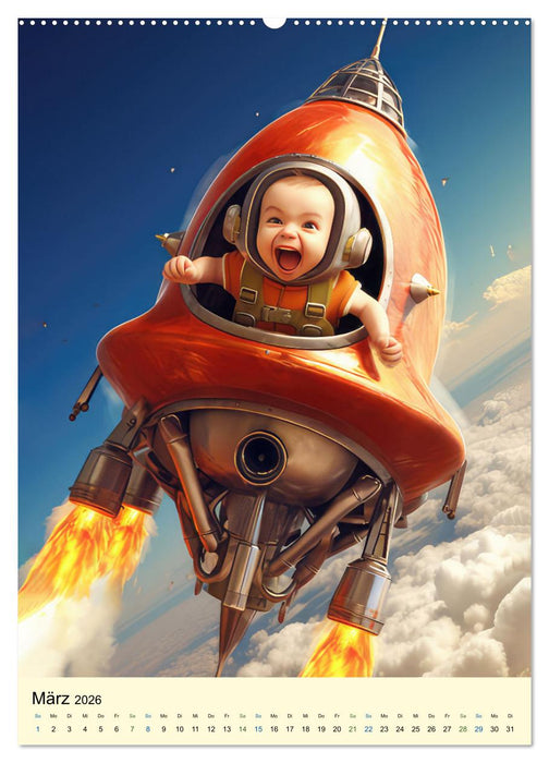 Raketenbabies - Humoristische KI-Bilder (CALVENDO Premium Wandkalender 2026)