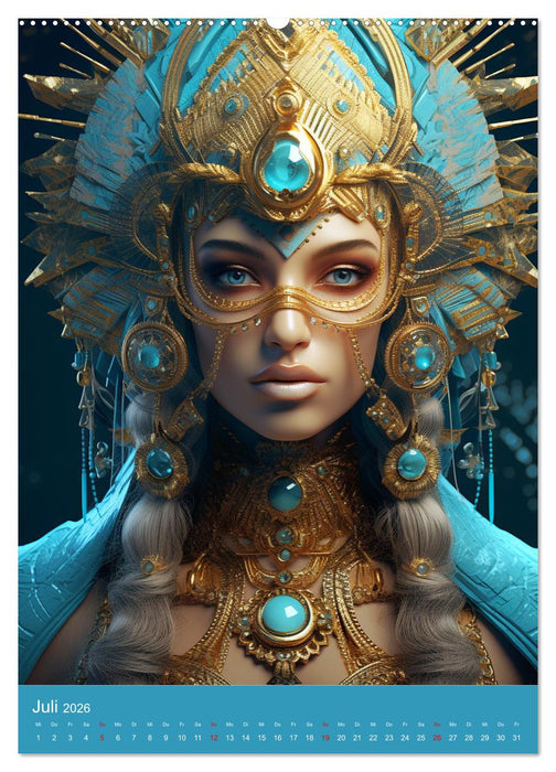 Antike Priesterinnen. Kunstvolle Fantasy-Portraits (CALVENDO Premium Wandkalender 2026)