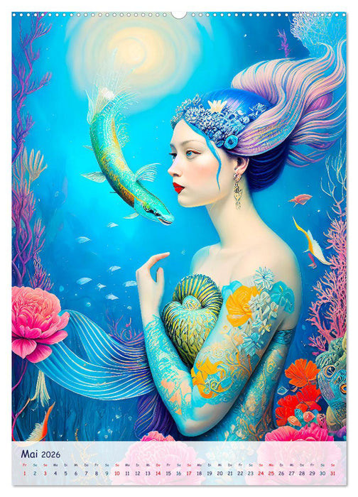 Meerjungfrauen. Bezaubernde Nixen im Meer (CALVENDO Premium Wandkalender 2026)