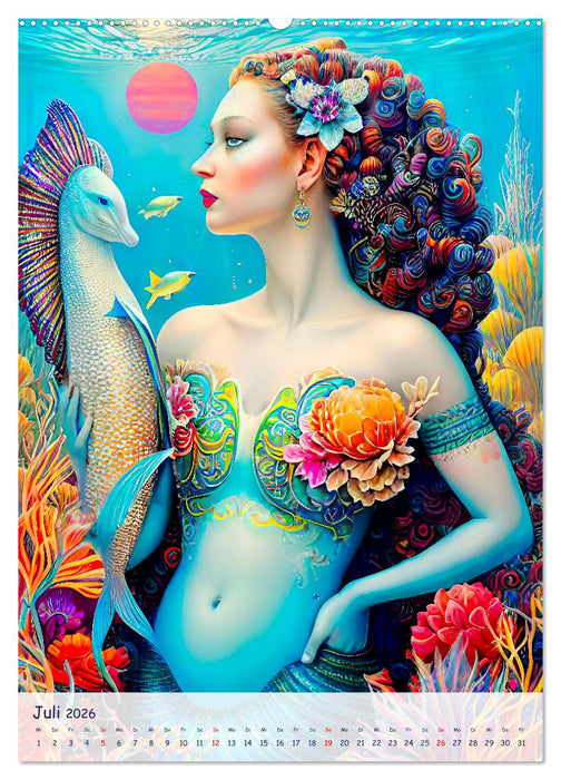 Meerjungfrauen. Bezaubernde Nixen im Meer (CALVENDO Premium Wandkalender 2026)