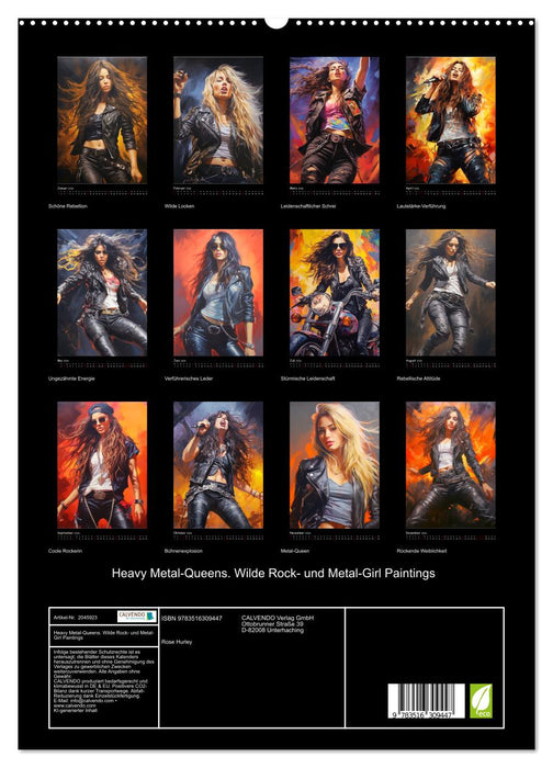Heavy Metal-Queens. Wilde Rock- und Metal-Girl Paintings (CALVENDO Premium Wandkalender 2026)