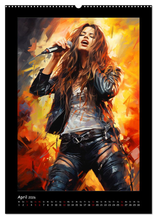 Heavy Metal-Queens. Wilde Rock- und Metal-Girl Paintings (CALVENDO Premium Wandkalender 2026)
