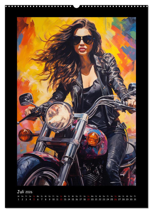 Heavy Metal-Queens. Wilde Rock- und Metal-Girl Paintings (CALVENDO Premium Wandkalender 2026)