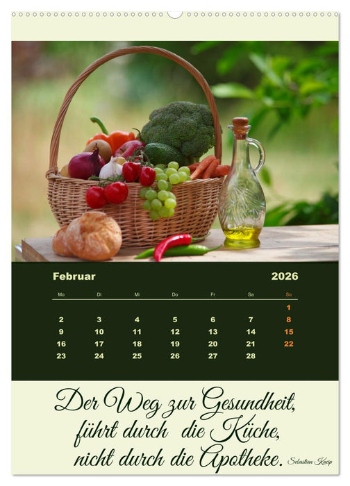 Vegan Ernährt - frisches Gemüse und Obst auf den Tisch (CALVENDO Wandkalender 2026)