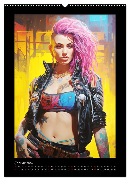 Cyberpunk. Futuristische Heldinnen (CALVENDO Premium Wandkalender 2026)