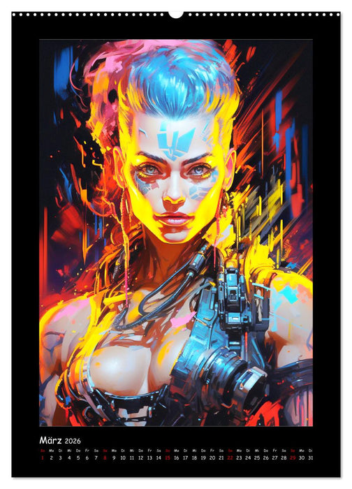 Cyberpunk. Futuristische Heldinnen (CALVENDO Premium Wandkalender 2026)