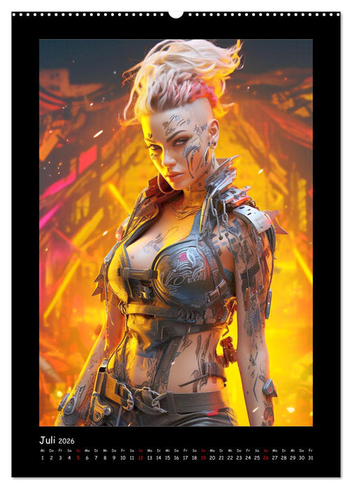 Cyberpunk. Futuristische Heldinnen (CALVENDO Premium Wandkalender 2026)