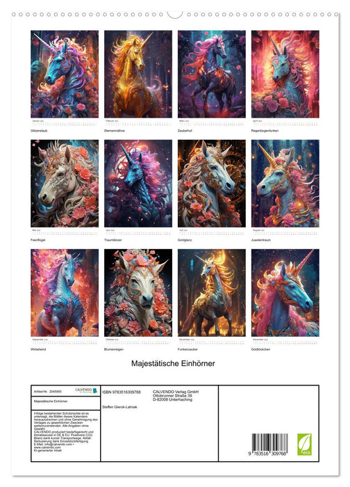 Majestätische Einhörner (CALVENDO Premium Wandkalender 2026)