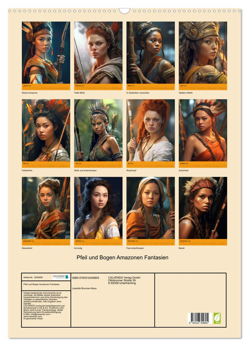 Pfeil und Bogen Amazonen Fantasien (CALVENDO Wandkalender 2026)