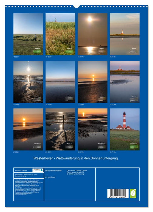 Westerhever - Wattwanderung in den Sonnenuntergang (CALVENDO Premium Wandkalender 2026)