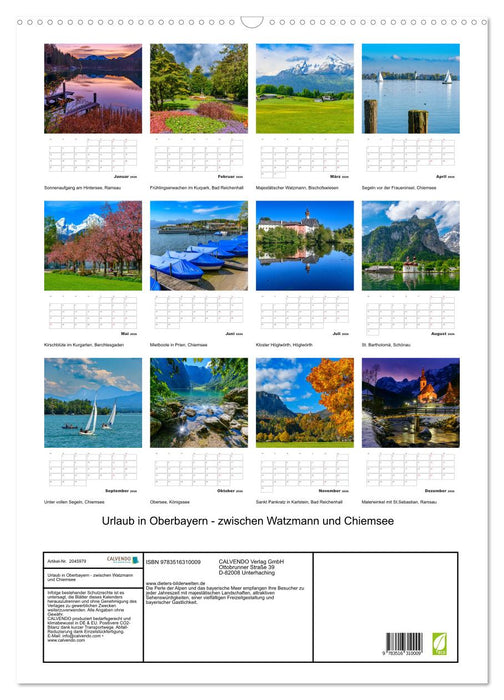 Urlaub in Oberbayern - zwischen Watzmann und Chiemsee (CALVENDO Wandkalender 2026)