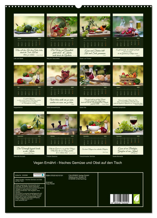 Vegan Ernährt - frisches Gemüse und Obst auf den Tisch (CALVENDO Premium Wandkalender 2026)