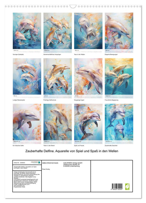 Zauberhafte Delfine. Aquarelle von Spiel und Spaß in den Wellen (CALVENDO Wandkalender 2026)