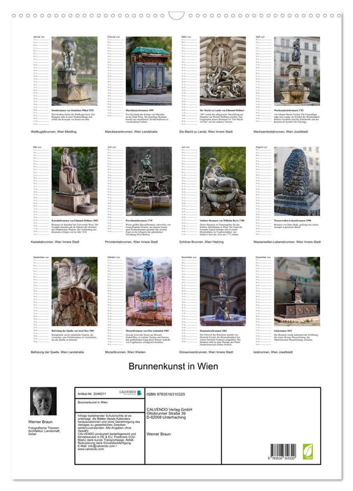 Brunnenkunst in Wien (CALVENDO Wandkalender 2026)