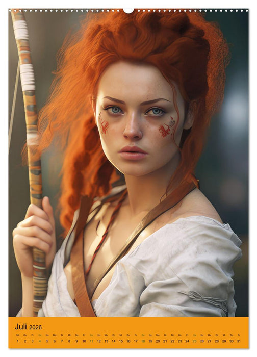 Pfeil und Bogen Amazonen Fantasien (CALVENDO Premium Wandkalender 2026)