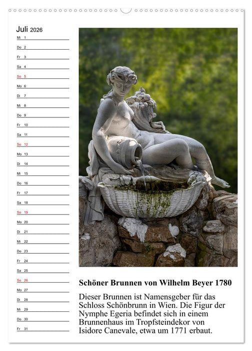 Brunnenkunst in Wien (CALVENDO Premium Wandkalender 2026)
