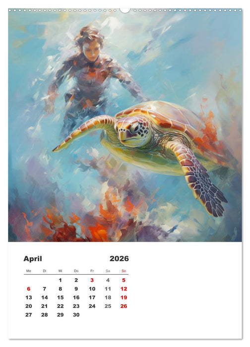Tauchen im ewigen Blau. Eine Aquarell-Reise in die Tiefen der Meere (CALVENDO Premium Wandkalender 2026)