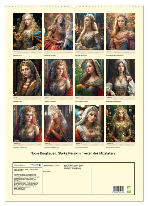Noble Burgfrauen. Starke Persönlichkeiten des Mittelalters (CALVENDO Wandkalender 2026)