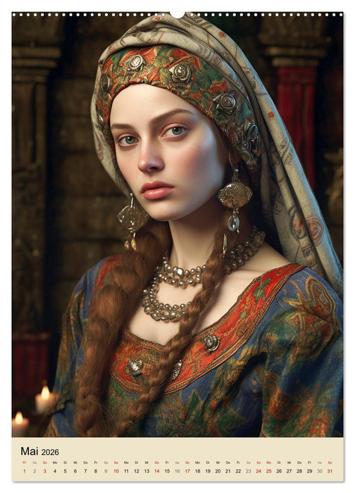 Noble Burgfrauen. Starke Persönlichkeiten des Mittelalters (CALVENDO Wandkalender 2026)