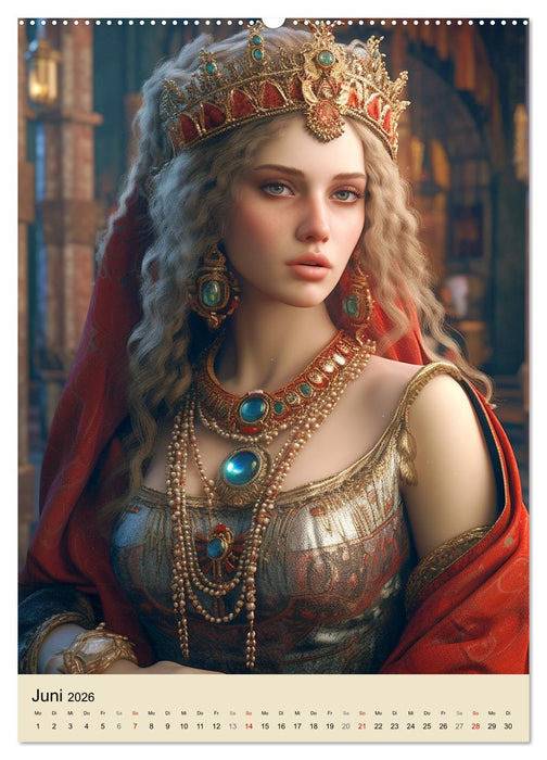 Noble Burgfrauen. Starke Persönlichkeiten des Mittelalters (CALVENDO Wandkalender 2026)