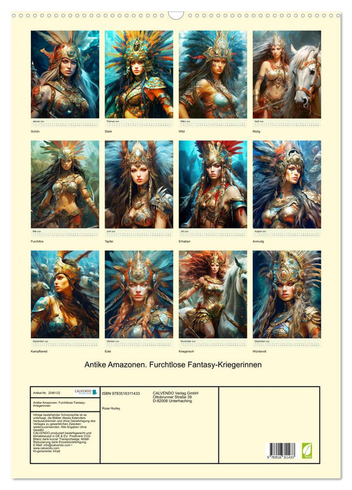 Antike Amazonen. Furchtlose Fantasy-Kriegerinnen (CALVENDO Wandkalender 2026)