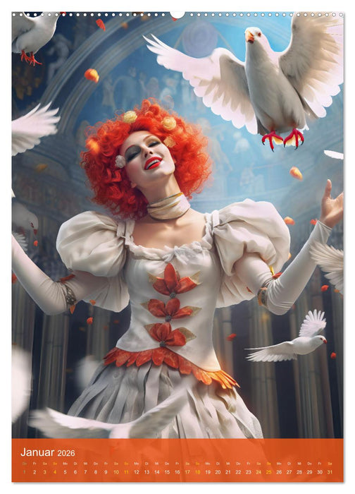 Ein Hauch von Magie - Schrille Clowns im Rampenlicht (CALVENDO Premium Wandkalender 2026)