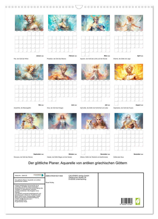 Der göttliche Planer. Aquarelle von antiken griechischen Göttern (CALVENDO Wandkalender 2026)