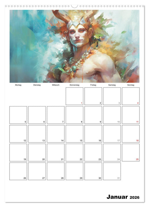 Der göttliche Planer. Aquarelle von antiken griechischen Göttern (CALVENDO Wandkalender 2026)