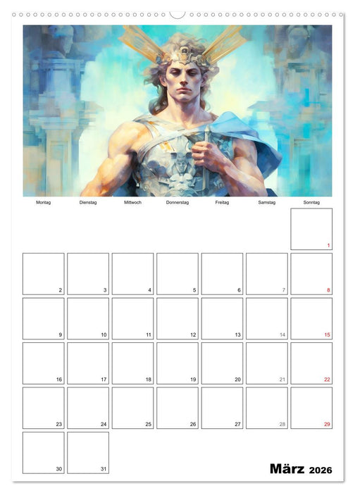 Der göttliche Planer. Aquarelle von antiken griechischen Göttern (CALVENDO Wandkalender 2026)