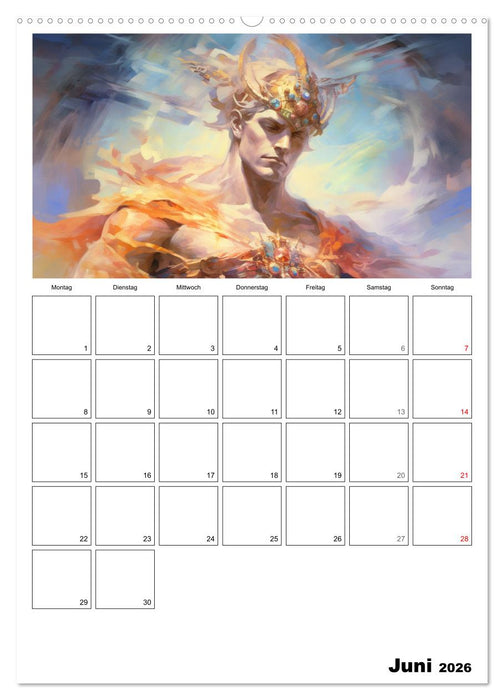 Der göttliche Planer. Aquarelle von antiken griechischen Göttern (CALVENDO Wandkalender 2026)