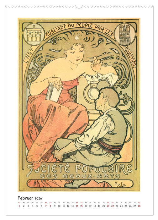 Alfons Mucha - Eine Hommage in zwölf Monaten (CALVENDO Premium Wandkalender 2026)