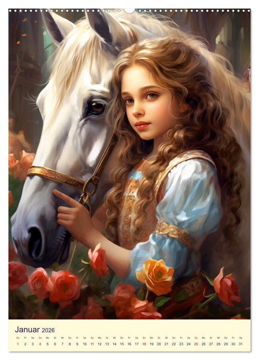 Kinder-Fantasy. Edle Burgfräulein und Ritter im Mittelalter (CALVENDO Premium Wandkalender 2026)