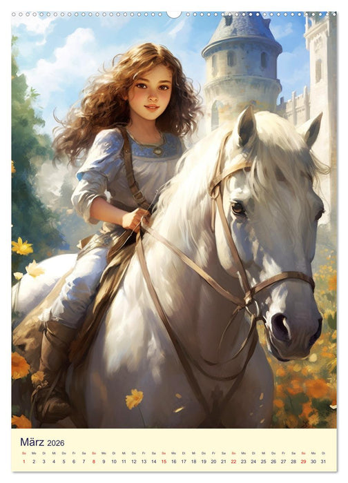 Kinder-Fantasy. Edle Burgfräulein und Ritter im Mittelalter (CALVENDO Premium Wandkalender 2026)
