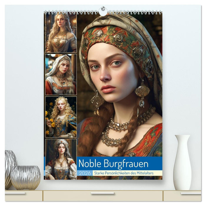 Noble Burgfrauen. Starke Persönlichkeiten des Mittelalters (CALVENDO Premium Wandkalender 2026)