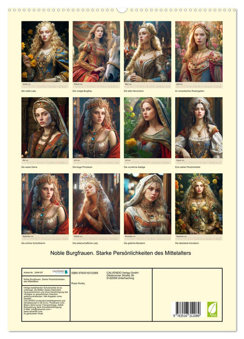 Noble Burgfrauen. Starke Persönlichkeiten des Mittelalters (CALVENDO Premium Wandkalender 2026)