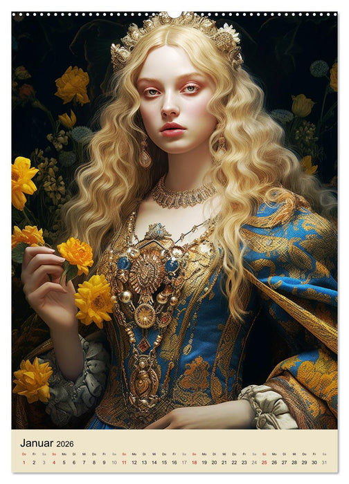 Noble Burgfrauen. Starke Persönlichkeiten des Mittelalters (CALVENDO Premium Wandkalender 2026)