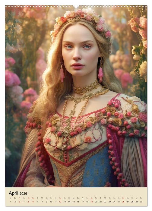 Noble Burgfrauen. Starke Persönlichkeiten des Mittelalters (CALVENDO Premium Wandkalender 2026)