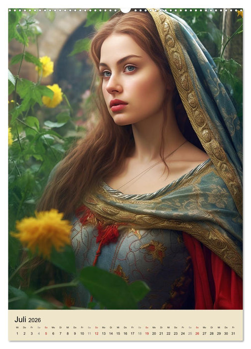 Noble Burgfrauen. Starke Persönlichkeiten des Mittelalters (CALVENDO Premium Wandkalender 2026)