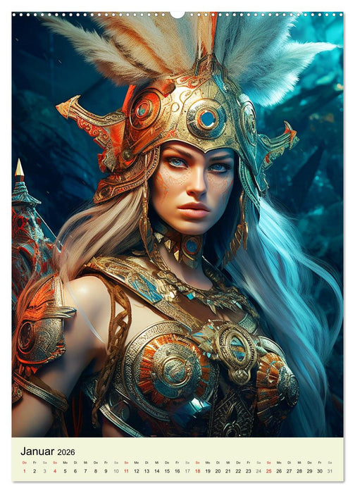Antike Amazonen. Furchtlose Fantasy-Kriegerinnen (CALVENDO Premium Wandkalender 2026)