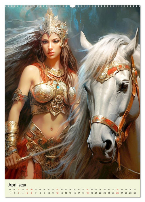 Antike Amazonen. Furchtlose Fantasy-Kriegerinnen (CALVENDO Premium Wandkalender 2026)