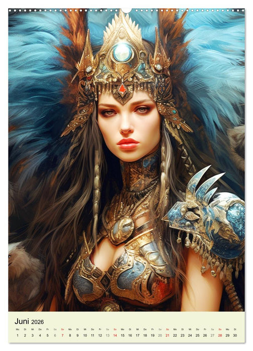 Antike Amazonen. Furchtlose Fantasy-Kriegerinnen (CALVENDO Premium Wandkalender 2026)