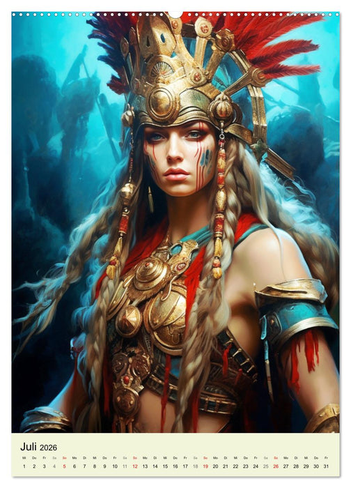 Antike Amazonen. Furchtlose Fantasy-Kriegerinnen (CALVENDO Premium Wandkalender 2026)