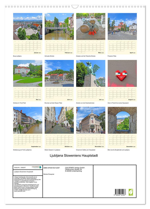 Ljubljana Sloweniens Hauptstadt (CALVENDO Wandkalender 2026)
